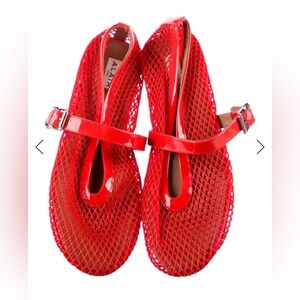 Alaia Red Mesh Flats